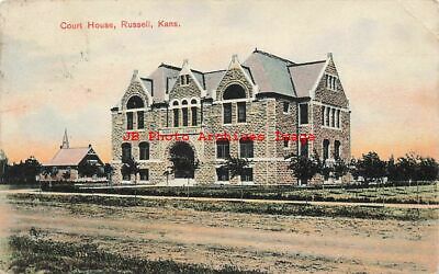 Ks, Russell, Kansas, Court House Building, 1908 Pm, Wg Gilmore Pub