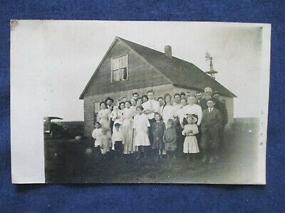 Rp Hanston Kansas Family Gathering & Farm House Postcard 1915